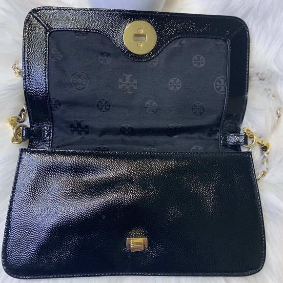 ✨Tory Burch Adalyn Crossbody Turnlock Black Clutch - Picture 6 of 15